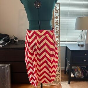 Handmade Chevron Patterned Red and White Skirt
